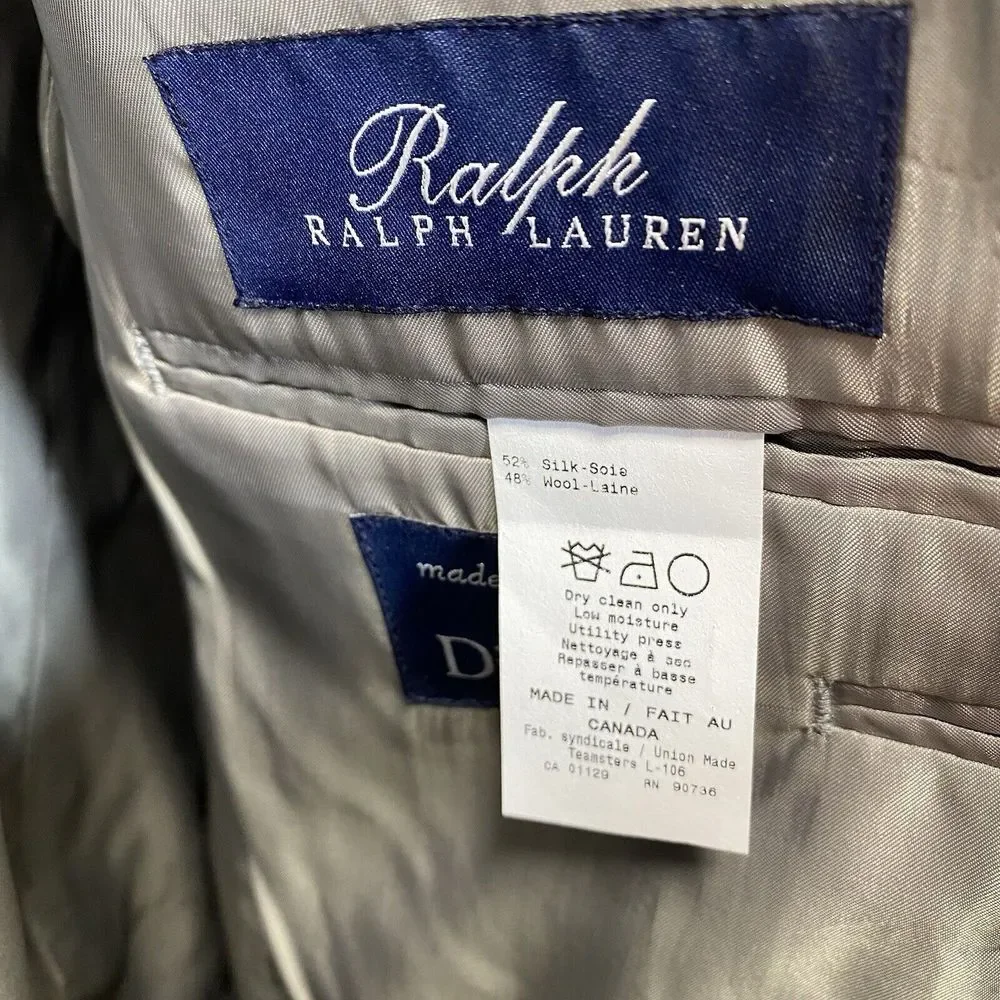 Vintage Ralph Ralph Lauren Blazer Men 47 Silk‎ Wool Tattersall Sport Coat RRL